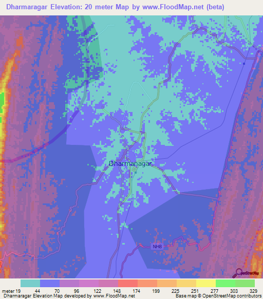 Dharmaragar,India Elevation Map