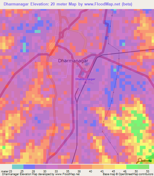 Dharmanagar,India Elevation Map