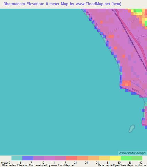 Dharmadam,India Elevation Map