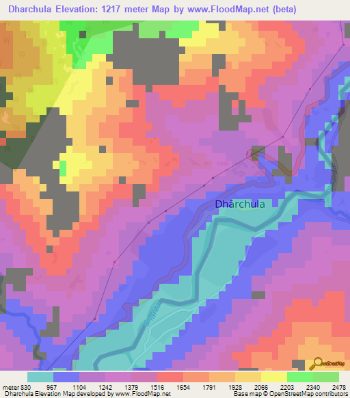 Dharchula,India Elevation Map