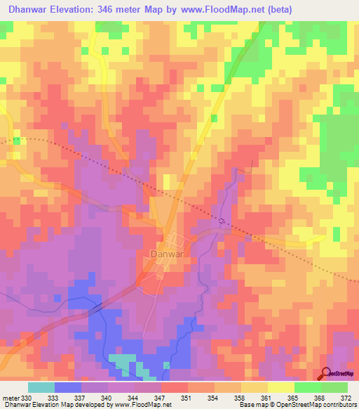 Dhanwar,India Elevation Map