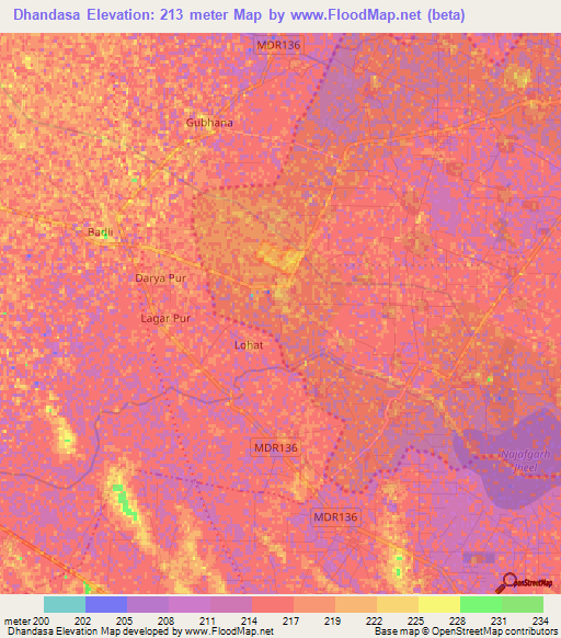 Dhandasa,India Elevation Map