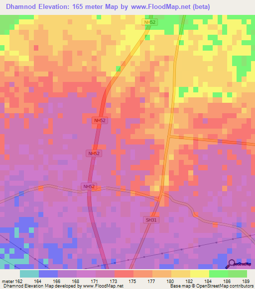 Dhamnod,India Elevation Map