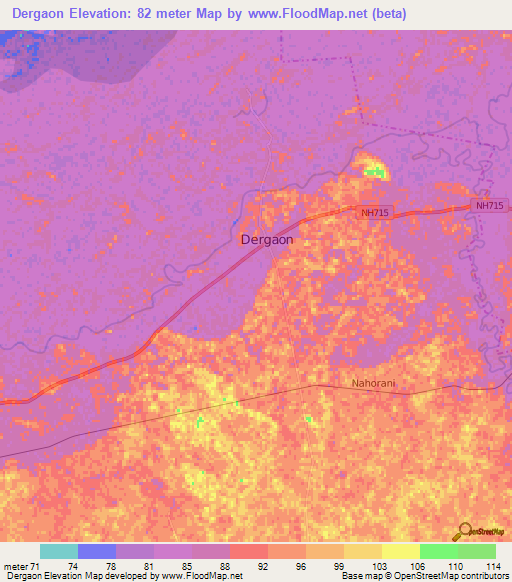 Dergaon,India Elevation Map