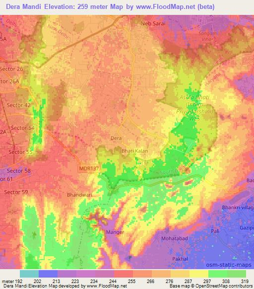 Dera Mandi,India Elevation Map