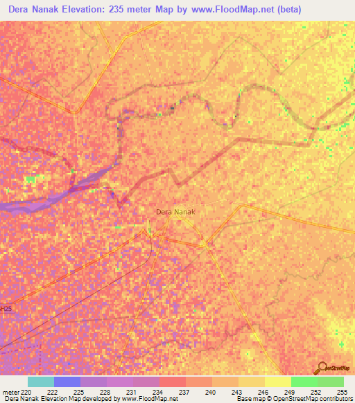 Dera Nanak,India Elevation Map