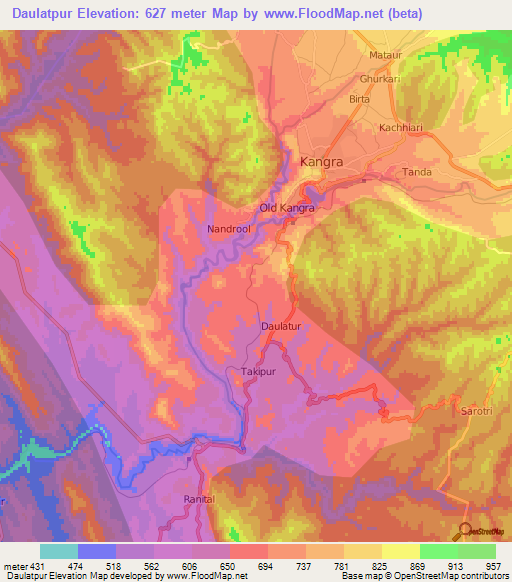 Daulatpur,India Elevation Map