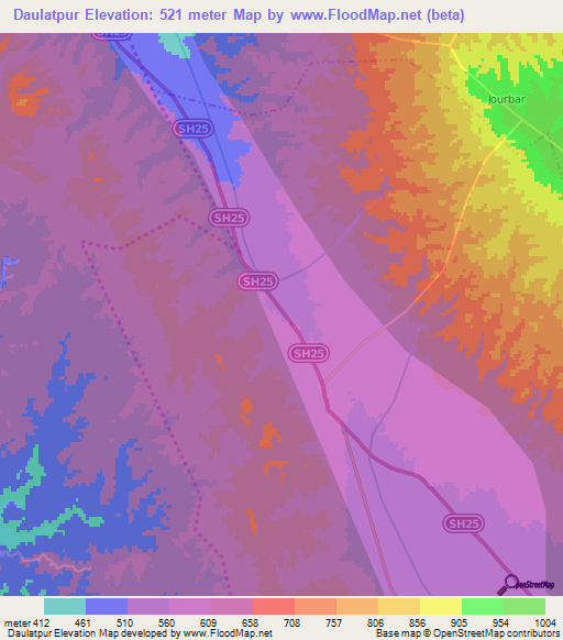 Daulatpur,India Elevation Map