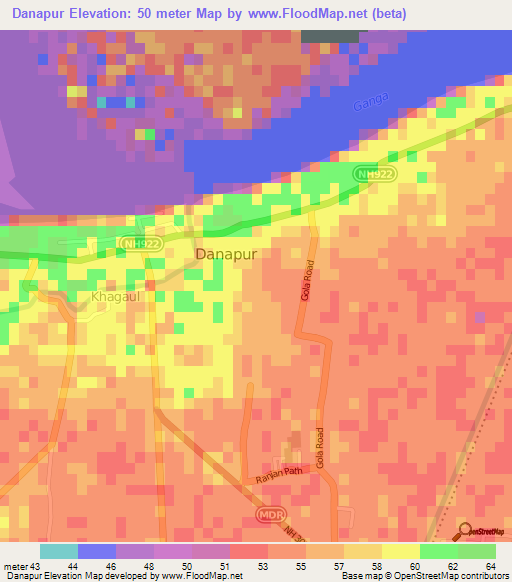 Danapur,India Elevation Map