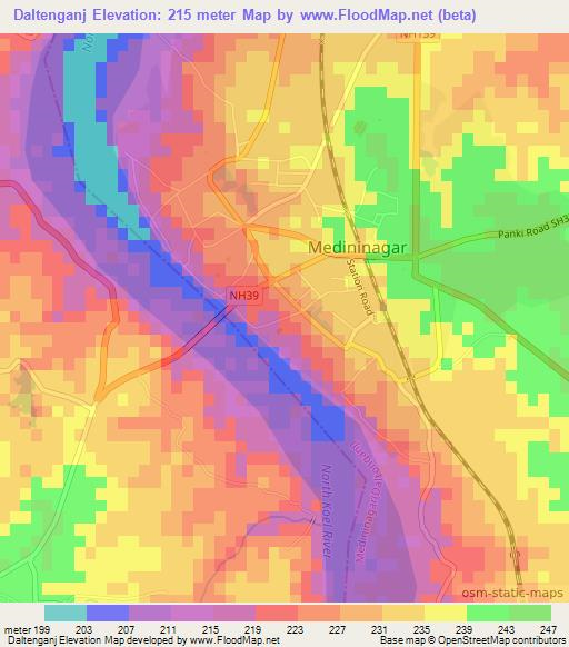 Daltenganj,India Elevation Map