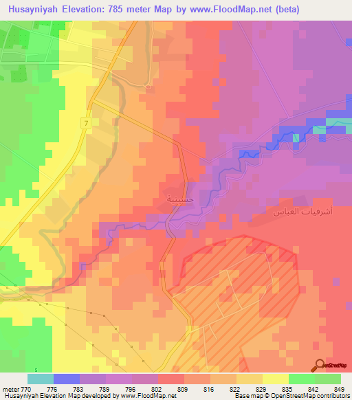 Husayniyah,Syria Elevation Map