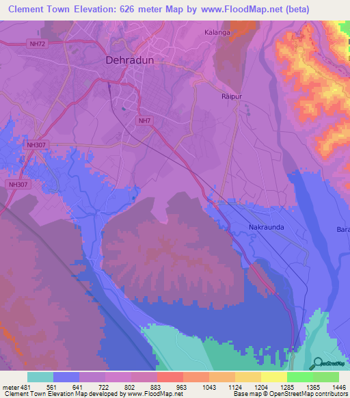 Clement Town,India Elevation Map