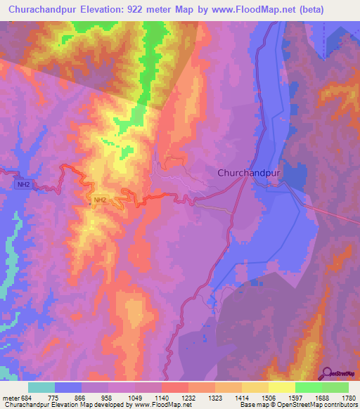Churachandpur,India Elevation Map