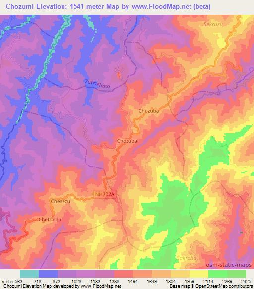 Chozumi,India Elevation Map