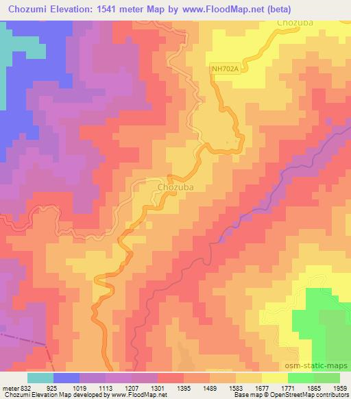 Chozumi,India Elevation Map