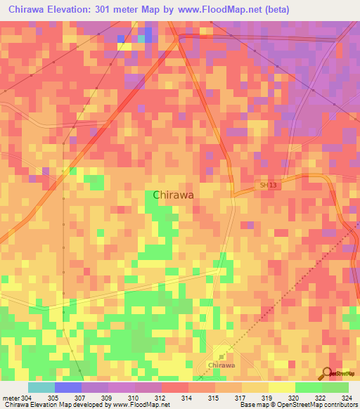 Chirawa,India Elevation Map