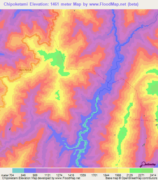 Chipoketami,India Elevation Map