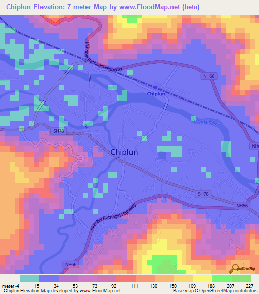 Chiplun,India Elevation Map