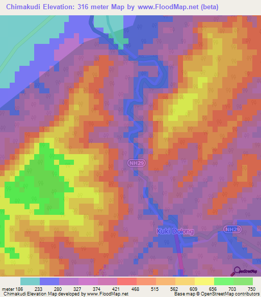 Chimakudi,India Elevation Map