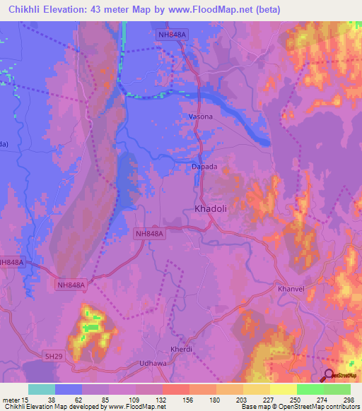 Chikhli,India Elevation Map