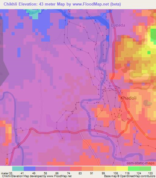 Chikhli,India Elevation Map