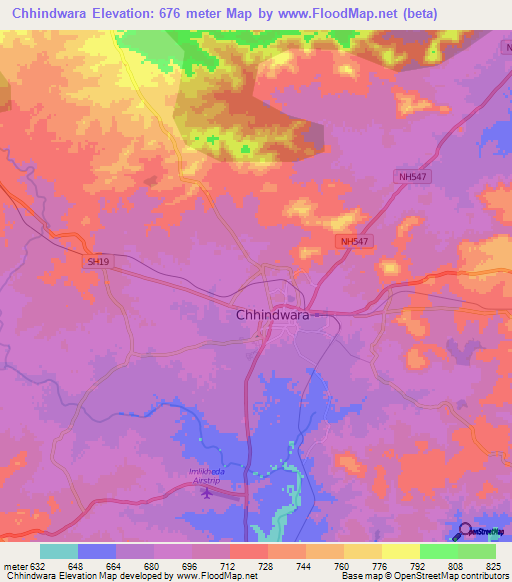 Chhindwara,India Elevation Map