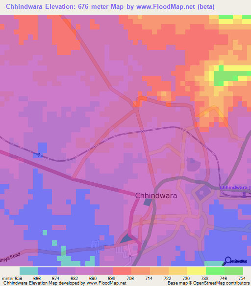 Chhindwara,India Elevation Map