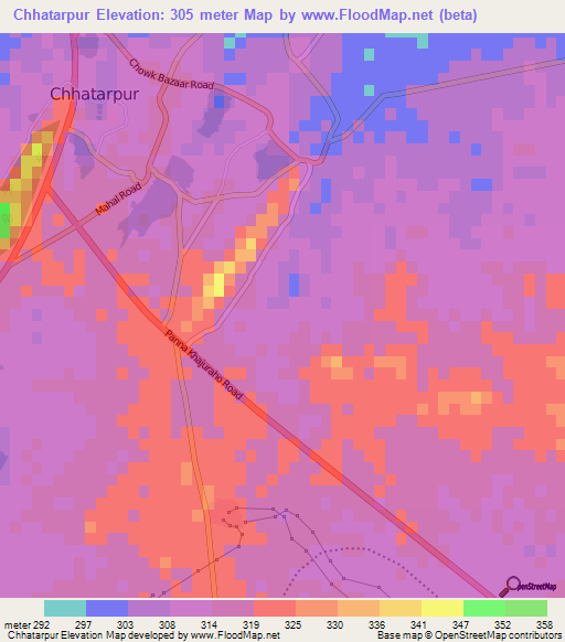 Chhatarpur,India Elevation Map