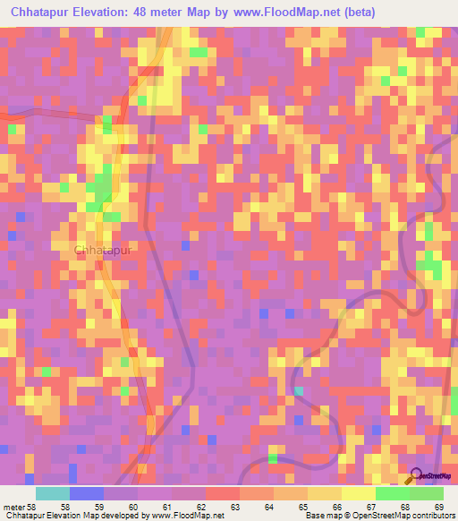 Chhatapur,India Elevation Map