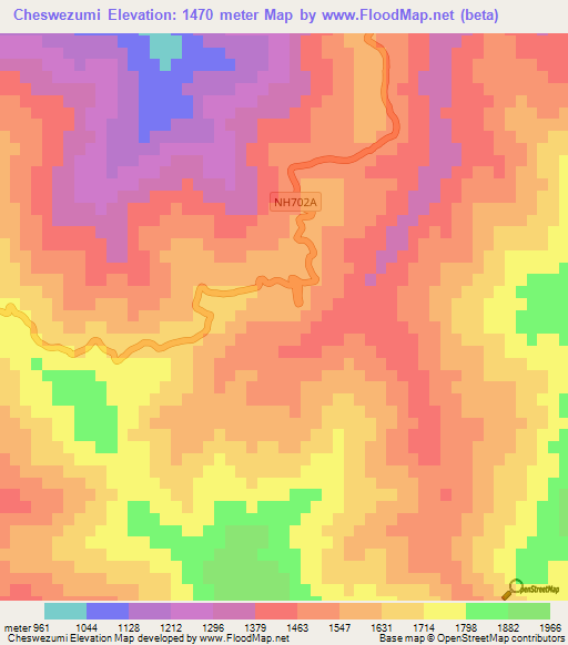 Cheswezumi,India Elevation Map