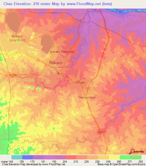Chas,India Elevation Map