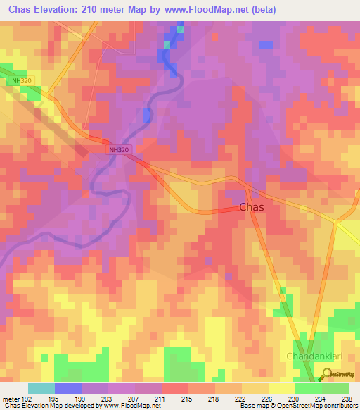 Chas,India Elevation Map