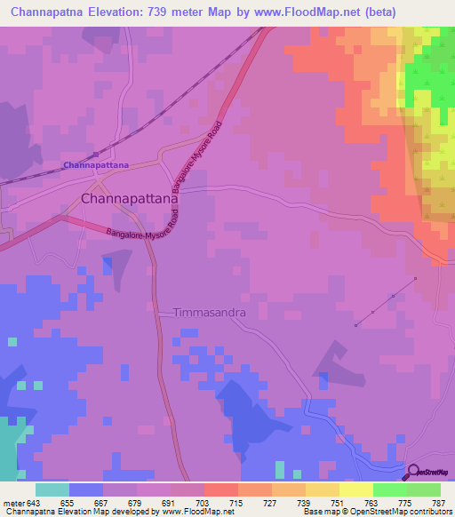 Channapatna,India Elevation Map