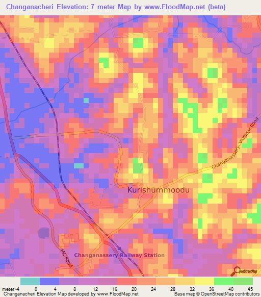 Changanacheri,India Elevation Map