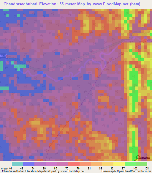 Chandrasadhubari,India Elevation Map