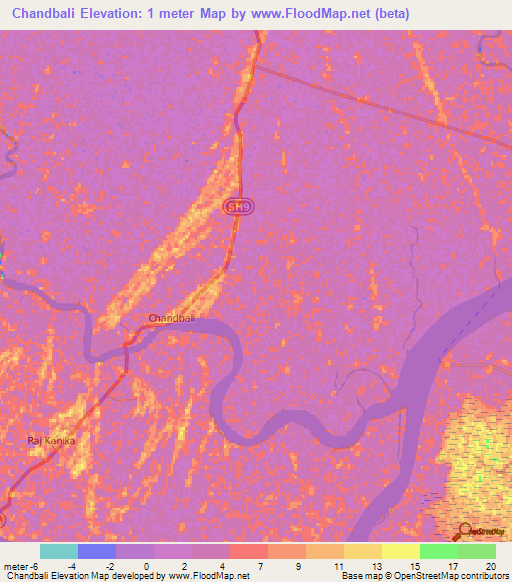 Chandbali,India Elevation Map