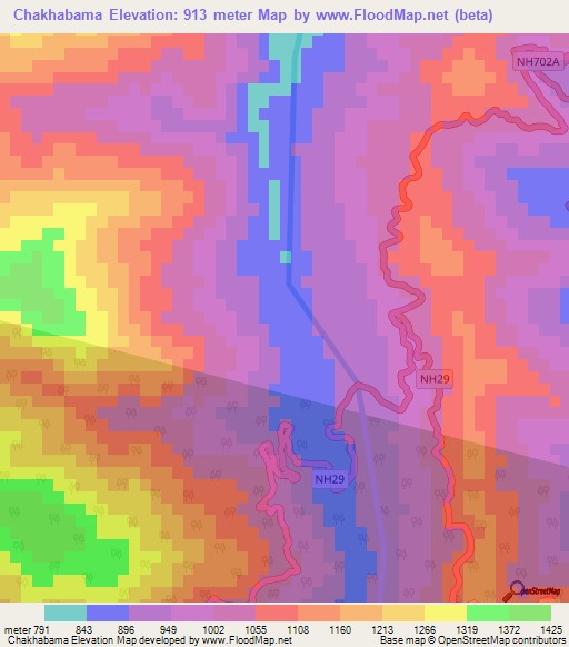 Chakhabama,India Elevation Map