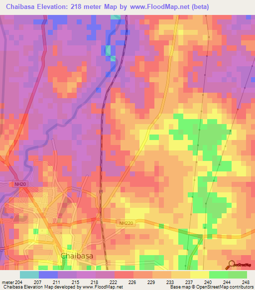 Chaibasa,India Elevation Map