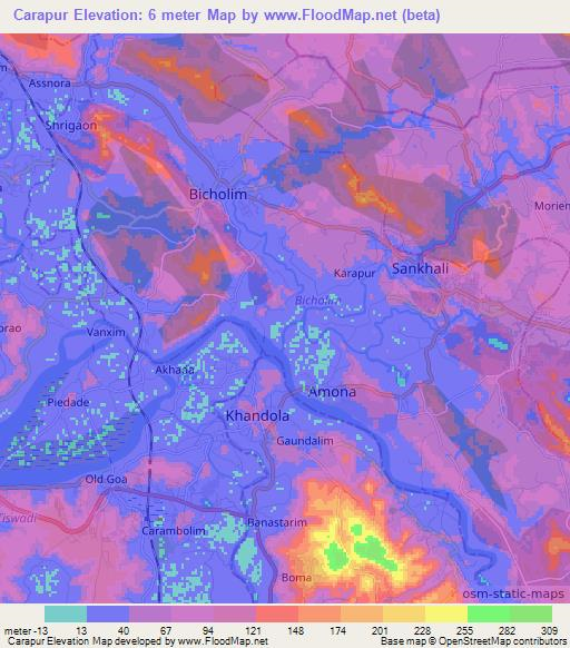Carapur,India Elevation Map