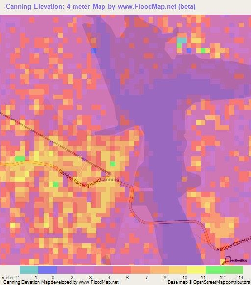 Canning,India Elevation Map