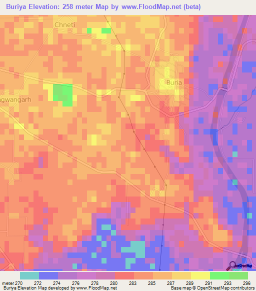 Buriya,India Elevation Map