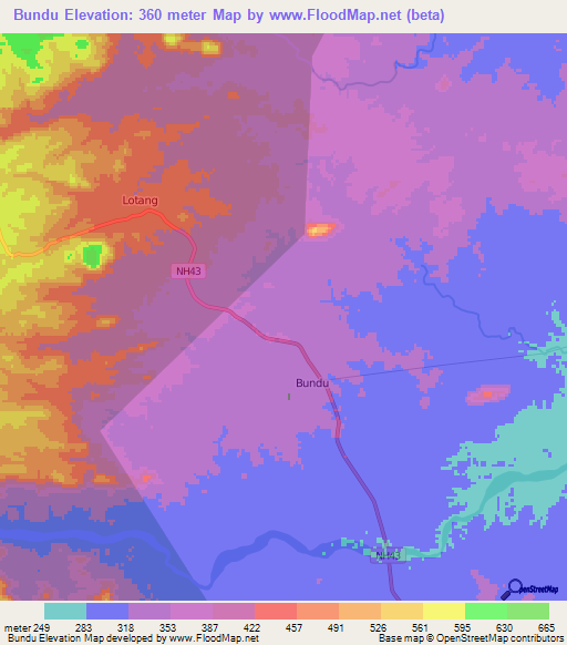 Bundu,India Elevation Map