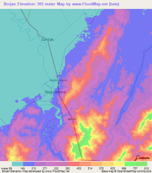 Borjan,India Elevation Map