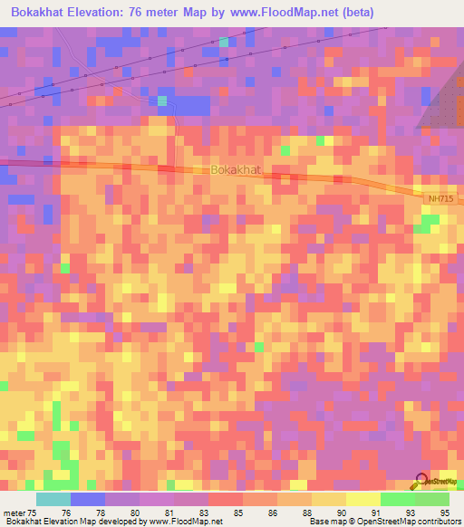 Bokakhat,India Elevation Map