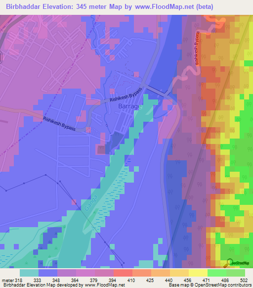 Birbhaddar,India Elevation Map