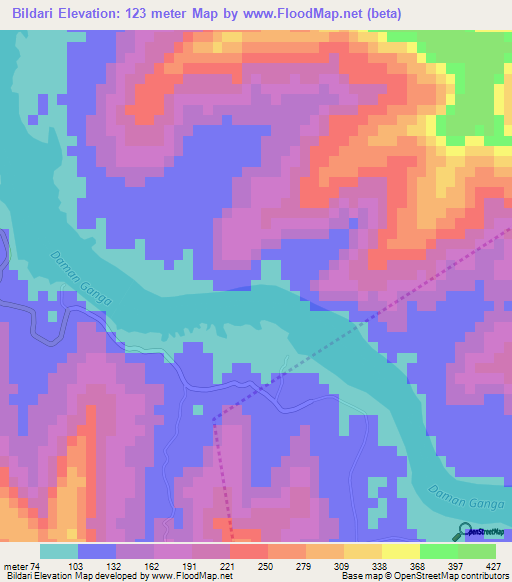 Bildari,India Elevation Map