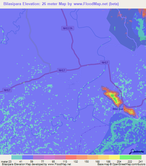 Bilasipara,India Elevation Map