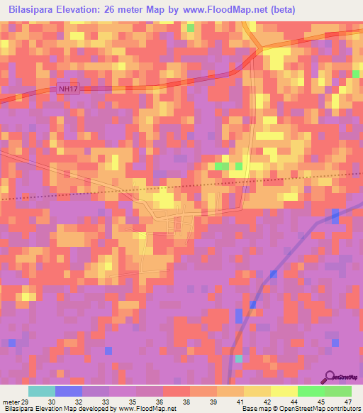 Bilasipara,India Elevation Map