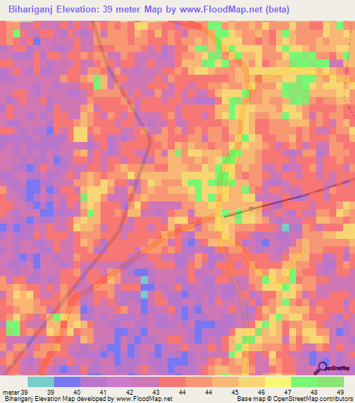 Bihariganj,India Elevation Map
