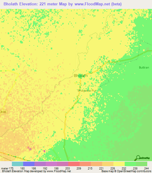 Bholath,India Elevation Map
